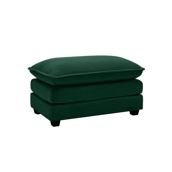English Elm Ottoman Corduroy Footstool with Plush Memory Foam Cushioning, Retro Chic Accent for Living Rooms Green W714P185480