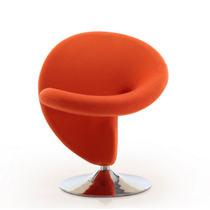 English Elm Curl Wool Blend Swivel Lounge Chair with Polished Chrome Base, 360° Rotation, Plush High-Density Foam Comfort Orange B365P397968
