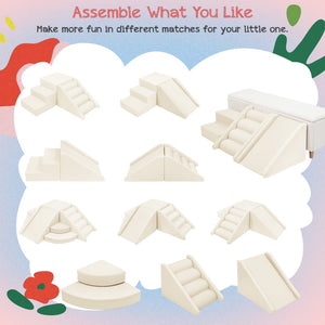 English Elm 9-piece Soft Foam Toddler Climbing Play Set with Velcro Blocks for Indoor Playrooms Beige N710P444692K