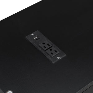 English Elm Twin-size Murphy Wall Bed with Led Lighting Usb Outlet and Decorative Printed Panel Black LP000355AAB