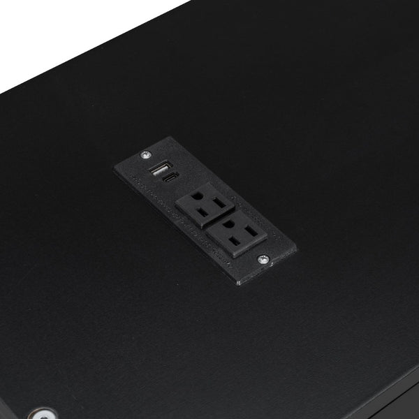 English Elm Twin-size Murphy Wall Bed with Led Lighting Usb Outlet and Decorative Printed Panel Black LP000355AAB