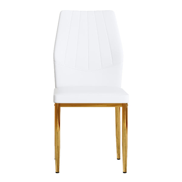 English Elm Set of 6 Pu Leather Dining Chairs with Gold Metal Legs for Glam Modern Rooms W1151P359613