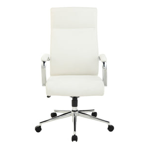 OSP Home Furnishings High Back Ergonomic Manager Chair with Antimicrobial Fabric Chrome Arms and Lumbar Support High Snow 920350C-R101