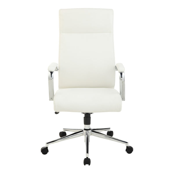 OSP Home Furnishings High Back Ergonomic Manager Chair with Antimicrobial Fabric Chrome Arms and Lumbar Support High Snow 920350C-R101