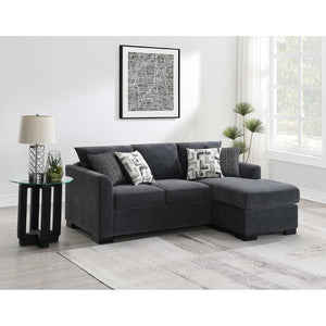 English Elm Pacheco Charcoal Fabric Sleeper Sectional with Chaise Pocket Coil Cushions Modern Living B062P451783