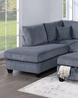 English Elm Modern Corduroy Sectional with Chaise Storage Ottoman and Usb Port for Living Room B011S02184