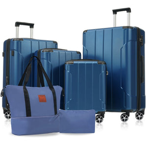 English Elm Hardshell Six Piece Luggage Set Expandable Abs Suitcases with Spinner Wheels Tsa Lock Blue N730P296628C