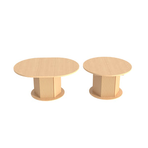 English Elm Round Adjustable Dining Table 47–63" for 4–6, Light Brown MDF & Rubberwood, Bump-Texture Base, 300lb Capacity W1347P296655