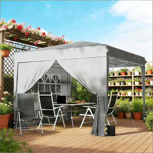 English Elm Convenient Pop up Canopy 10x10 Steel Frame Upf50 Oxford Roof with Sidewalls Included Light Gray,White T3971P454719
