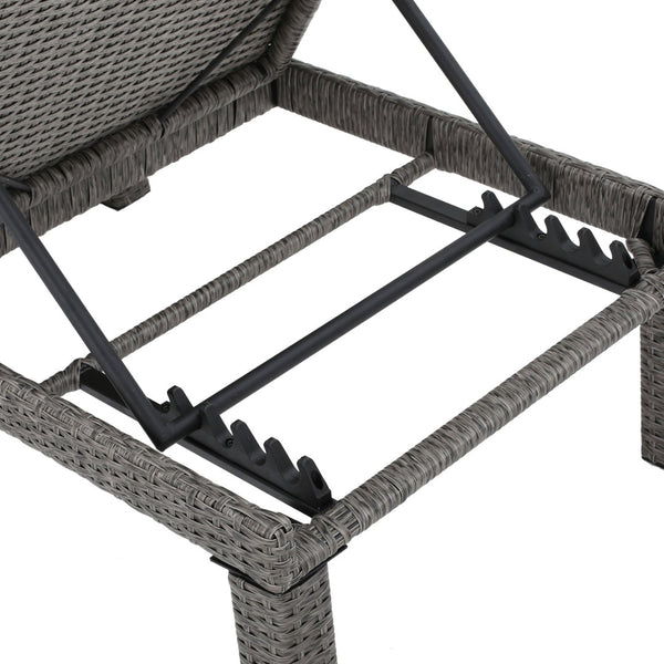 English Elm Puerta Outdoor Chaise Lounge Handwoven Rattan Iron Frame Poolside Patio Relaxation N775P247421K