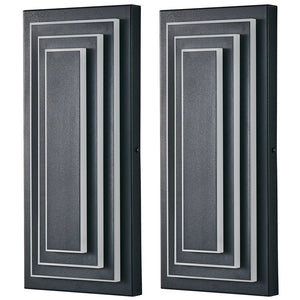 English Elm 3-Tier 15.7 in Outdoor Wall Light Modern Black LED Sconce 3000K Waterproof Metal Exterior Fixture W2312P389972