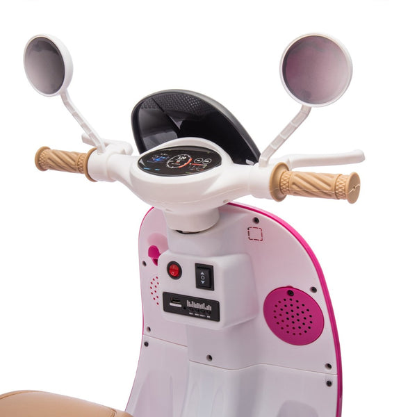 English Elm 12v Dual Motor Two Seater Kids Electric Motorcycle with Bluetooth Led and Foldable Adult Seat W1578P283697