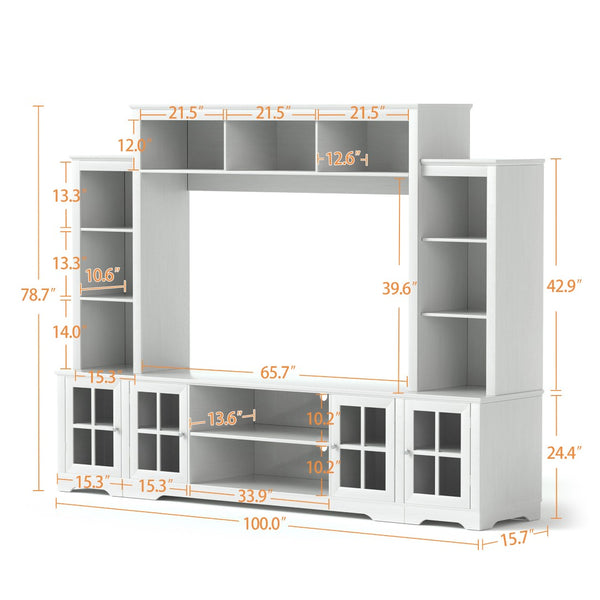 English Elm Wall Entertainment Center with Barn Door Accents Open Shelving Farmhouse Living Room W1820S00015