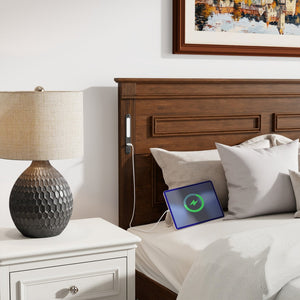 English Elm Queen Farmhouse Pinewood Storage Bed with Led Lighting Usb Charging and Panel Headboard Walnut W504P391016