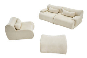 English Elm Boneless Curved Sofa with Chaise High Density Foam Three Seat Modern Living Room W3728S00005