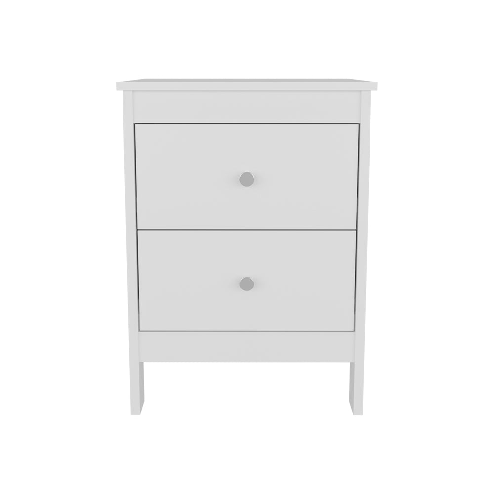 English Elm Schaefferstown Nightstand White – Compact Engineered Wood Nightstand with 2 Smooth-Glide Drawers, Scratch-Resistant Finish (Fits Small Spaces) B092P315567