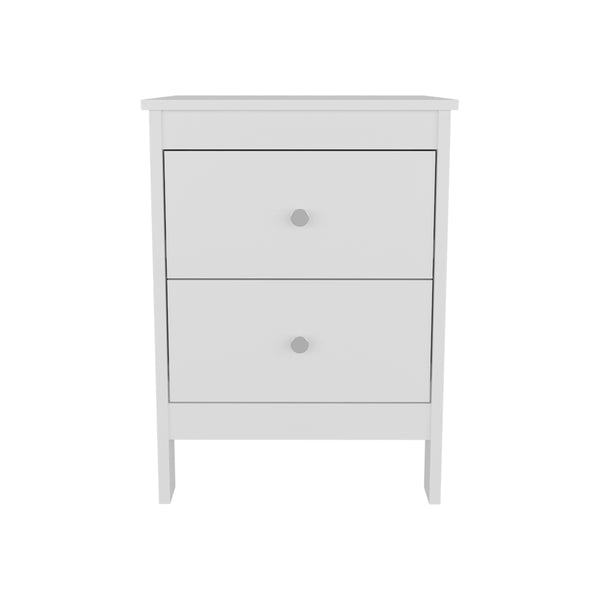 English Elm Schaefferstown Nightstand White – Compact Engineered Wood Nightstand with 2 Smooth-Glide Drawers, Scratch-Resistant Finish (Fits Small Spaces) B092P315567
