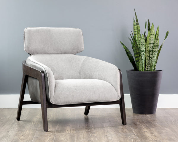 Sunpan Maximus Lounge Chair - Modern Masculine Design with Sculpted Wood Frame for Stylish Comfort and Elegance Polo Club Stone / Overcast Grey