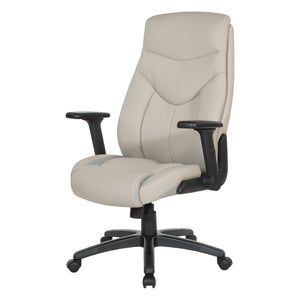 OSP Home Furnishings Exec Bonded Leather High Back Office Chair with Lumbar Support and Ergonomic Tilt Taupe EC90200-EC21