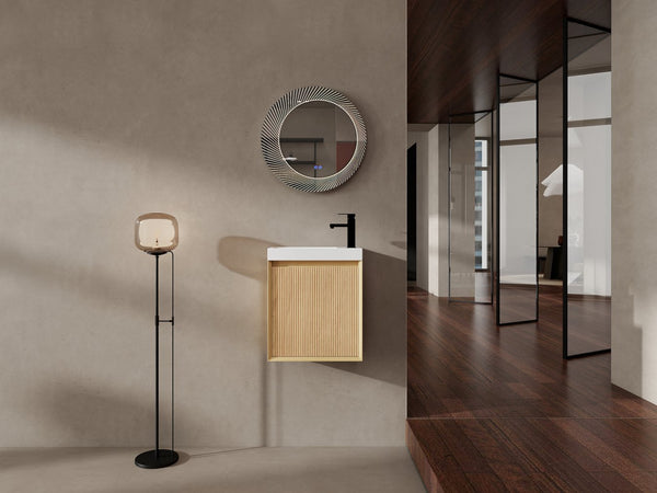 English Elm 18.5" Wall-Mounted Bathroom Vanity With Resin Sink & Soft-Close Door For Smart Space-Saving Design W1972P362127