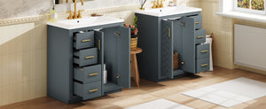 English Elm 60'' Bathroom Vanity Set With Ceramic Sink - Stylish Solid Wood Frame, Soft-Closing Drawers & Doors N710SS00001C