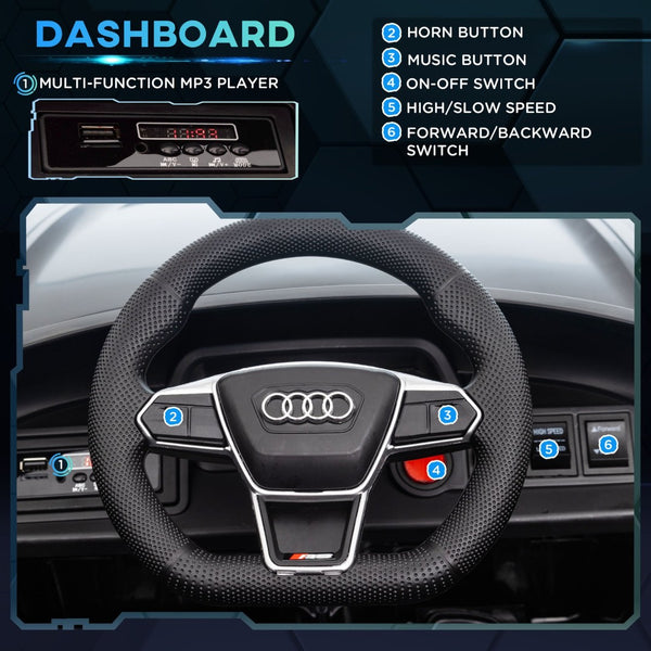 English Elm Aosom Licensed Audi 12v Electric Ride on Toy Car with Remote Suspension and Lights Black W2225P229675