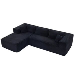 English Elm Modular cloud-inspired sectional sofa with chaise — no assembly, corduroy comfort for family rooms Black W2311S00001