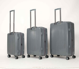 English Elm Luggage 3 Piece Pp Hard Shell Travel Set with Spinner Wheels Expandable Carry On Light Gray T3292P317019