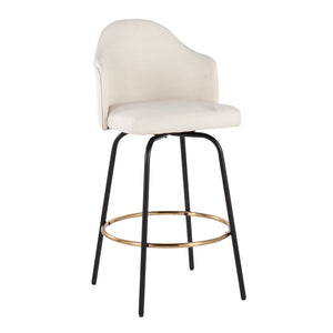 English Elm Ahoy Contemporary Counter Stool Set Of 2 With Black Metal Legs And Gold Footrest For Modern Spaces B202S00148