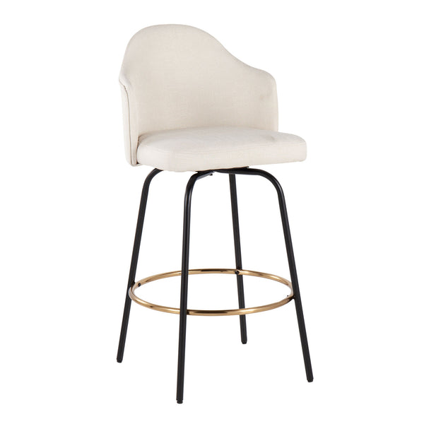 English Elm Ahoy Contemporary Counter Stool Set Of 2 With Black Metal Legs And Gold Footrest For Modern Spaces B202S00148