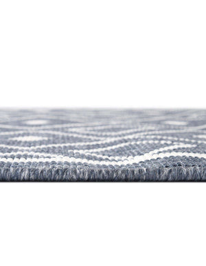 Unique Loom Outdoor Trellis Kafes Machine Made Geometric Rug Navy Blue, Ivory 5' 3" x 8' 0"