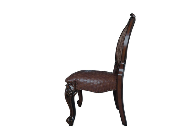 English Elm Versailles Formal Dining Side Chairs Set of 2 Pu Leather Nailhead Scrolled Wood B2726P433398