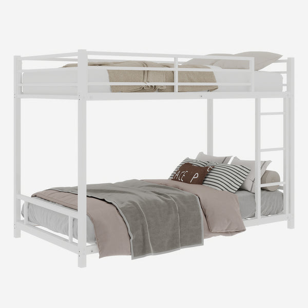 English Elm Metal Twin Over Twin Bunk Bed Heavy-Duty Sturdy Steel Frame with Noise-Reducing Slats & Guardrail White W1935P235016