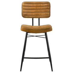 English Elm Senko Leather Channel Tufted Counter Stools with Iron Frame for Bar or Kitchen Set of 2 Brown B062P447996