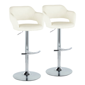 English Elm Margarite Adjustable Barstool Set Of 2 - Elegant Chrome & Cream Faux Leather With 360° Swivel Design B202S00969