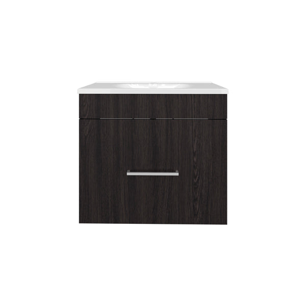 English Elm One Blanco Kronos Bathroom Vanity Hatta – Black MDF, One Door, Two Drawers + Open Shelf, Hardware Included B070P316865