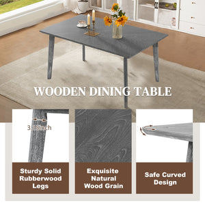 English Elm 5 Piece Dining Set Rustic Farmhouse Rectangular Table with 4 Upholstered Chairs Solid Wood Seats for 4 Gray N752S400015E