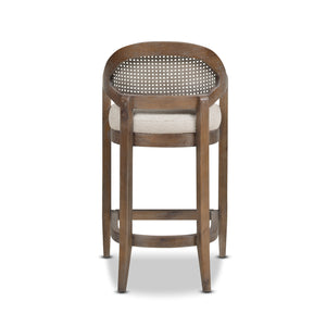 English Elm Jennifer Taylor Home - Americana Mid-Century Modern 26" Cane Back Counter Stool – Stylish Taupe-Biege Upholstery & Oak Frame B2719P238383