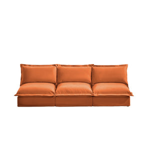 English Elm Modern Chenille Modular Sofa Deep Seat High Back Armless Sectional for Living Room Orange W3041S00133