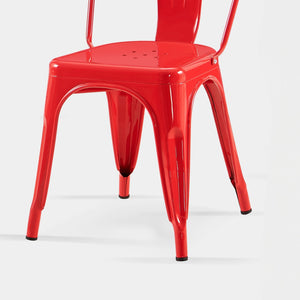 English Elm Set Of 2 High Gloss Red Metal Dining Chairs - Stackable, Lightweight, Easy-Clean For Indoor/Outdoor Use B347P383076-GIGA