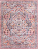 Unique Loom Mangata Melodie Machine Made Border Rug Apricot and pink, Gray/Black/Brown 7' 10" x 10' 0"