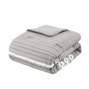 JLA Home INK+IVY - Cotton Mid-Century Geometric Comforter Set with Tufted Chenille Accents, Breathable OEKO-TEX Certified Ivory II10-995