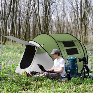 English Elm Outsunny Instant Pop up Camping Tent with Porch Vestibule Waterproof 3 Person Dome Green W2225P200771
