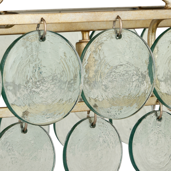 Settat Chandelier - Contemporary Silver Leaf Design with Recycled Glass Discs for Elegant Spaces