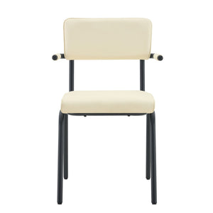 English Elm Dining Chairs Set of 2 Velvet Upholstered with Hangable Arms and Metal Legs W3493P449279