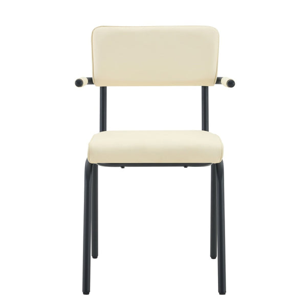 English Elm Dining Chairs Set of 2 Velvet Upholstered with Hangable Arms and Metal Legs W3493P449279