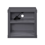 Contemporary Gunmetal Nightstand with 2 Open Shelves | Compact Metal Design for Stylish Bedroom Decor