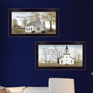 English Elm "amazing Grace" Billy Jacobs 2-piece Framed Wall Art Set with Black Wood Panels B06786952