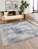 Unique Loom Finsbury Sarah Machine Made Abstract Rug Blue, Ivory/Gray/Light Blue 7' 10" x 7' 10"