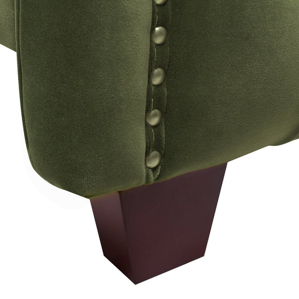 English Elm Jennifer Taylor Home - Marcella Upholstered Shelter Headboard Bed Set - King Size, Olive Green Velvet For Modern Luxury B2719P238229